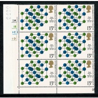 1977 Chemistry 13p Cyl. 2A 1B 1C 1D no dot block of six. SG 1032