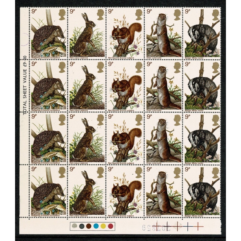 1977 Wildlife 9p. Listed variety in positional block. SG Spec W369c