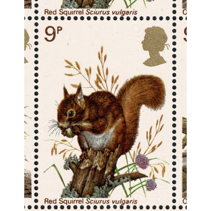 1977 Wildlife 9p. Listed variety in positional block. SG Spec W369c
