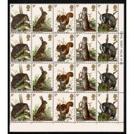 1977 Wildlife 9p. Listed varieties in positional block. SG Spec W370 c & d.