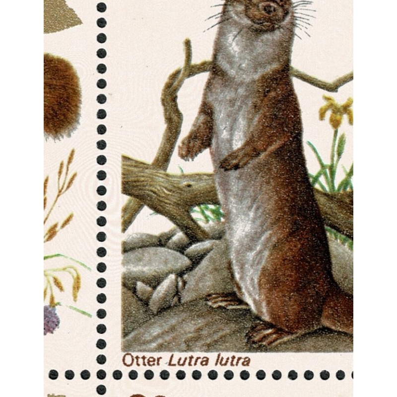 1977 Wildlife 9p. Listed varieties in positional block. SG Spec W370 c & d.