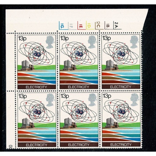1978 Energy 13p. Cylinder 2A 1B 2C 1D 1E 1F 1G no phos Dot. block of six. SG 1053