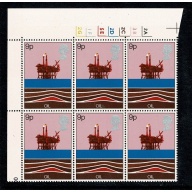 1978 Energy 9p. Cylinder 2A 3B 2C 2D 5E 1F 2G no phos No dot. block of six. SG 1050