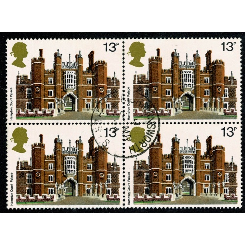 1978 Buildings 13p. Fine used block of four. SG 1057