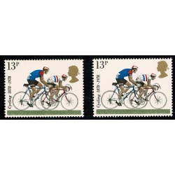 1978 Cycling 13p. GOLD SHIFT DOWNWARDS. SG 1070 var