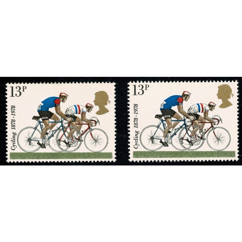 1978 Cycling 13p. GOLD SHIFT DOWNWARDS. SG 1070 var