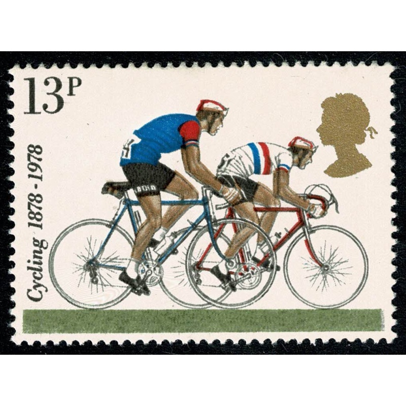 1978 Cycling 13p. GOLD SHIFT DOWNWARDS. SG 1070 var