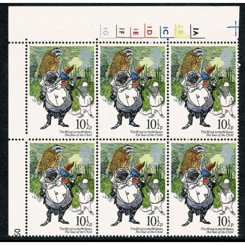 1979 Year of the Child 10½p. Cyl. 1A 2B 1C 1D 1E 1F 1G no dot block of six. SG 1092
