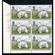 1979 Dogs 11p. Cyl. 1A 1B 1C 1D 1E 1F (no phos cyl. no.) dot block of six. SG 1077