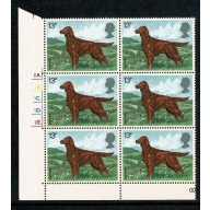 1979 Dogs 13p. Cyl. 3A 1B 1C 1D 1E  p61 dot block of six. SG 1078