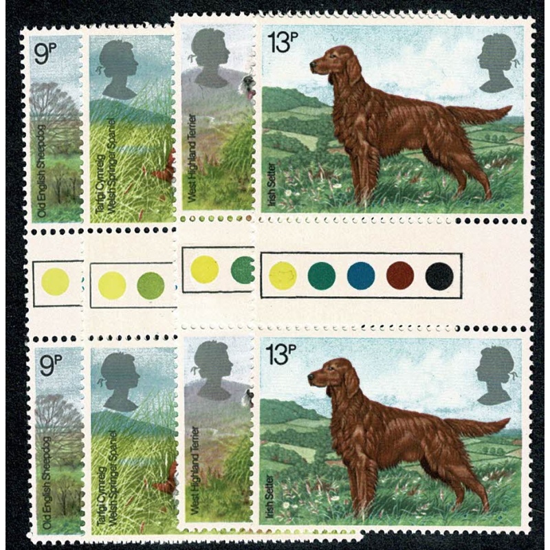 1979 Dogs. Traffic Light Gutter Pair Set of 4 values.