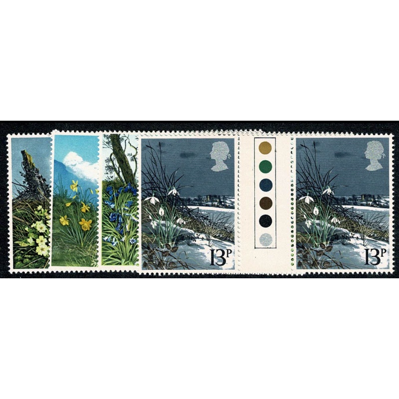 1979 Spring Flowers. Traffic Light Gutter Pair Set of 4 values.