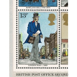 1969 Rowland Hill Miniature Sheet. SHIFT OF YELLOW