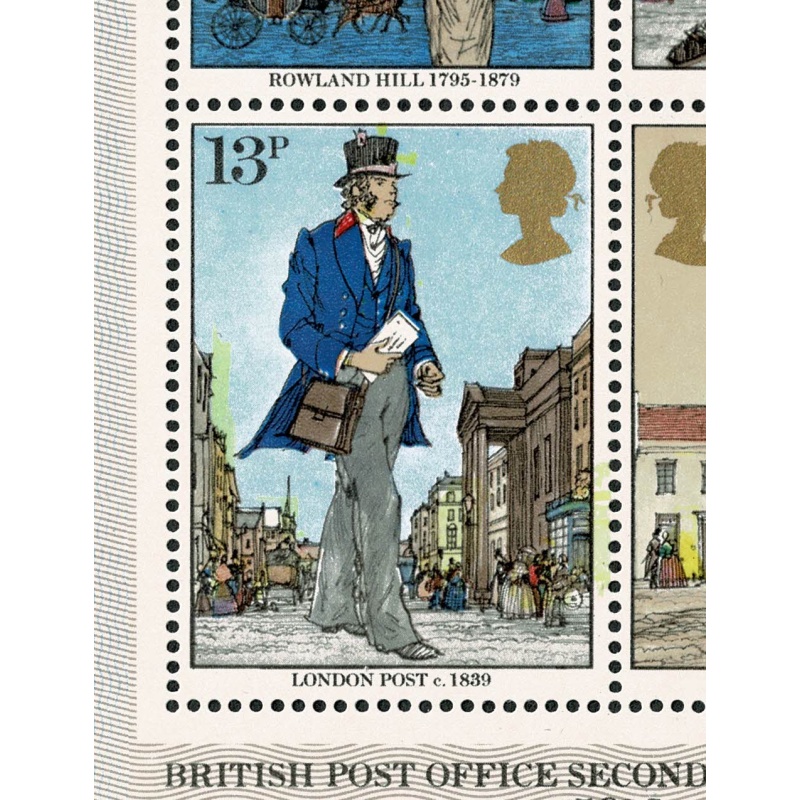 1969 Rowland Hill Miniature Sheet. SHIFT OF YELLOW