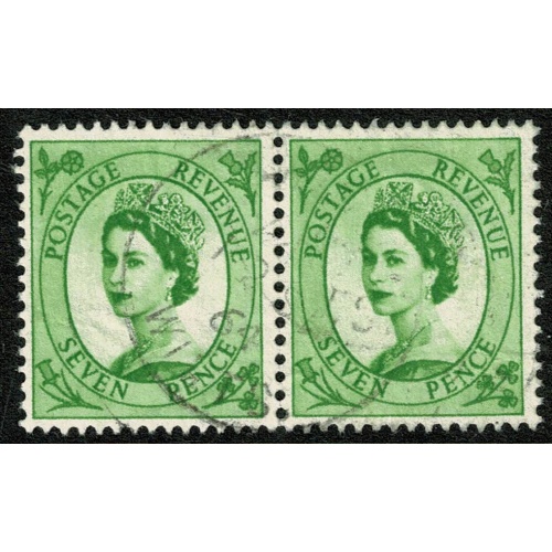 7d bright green. Fine used pair. SG 580