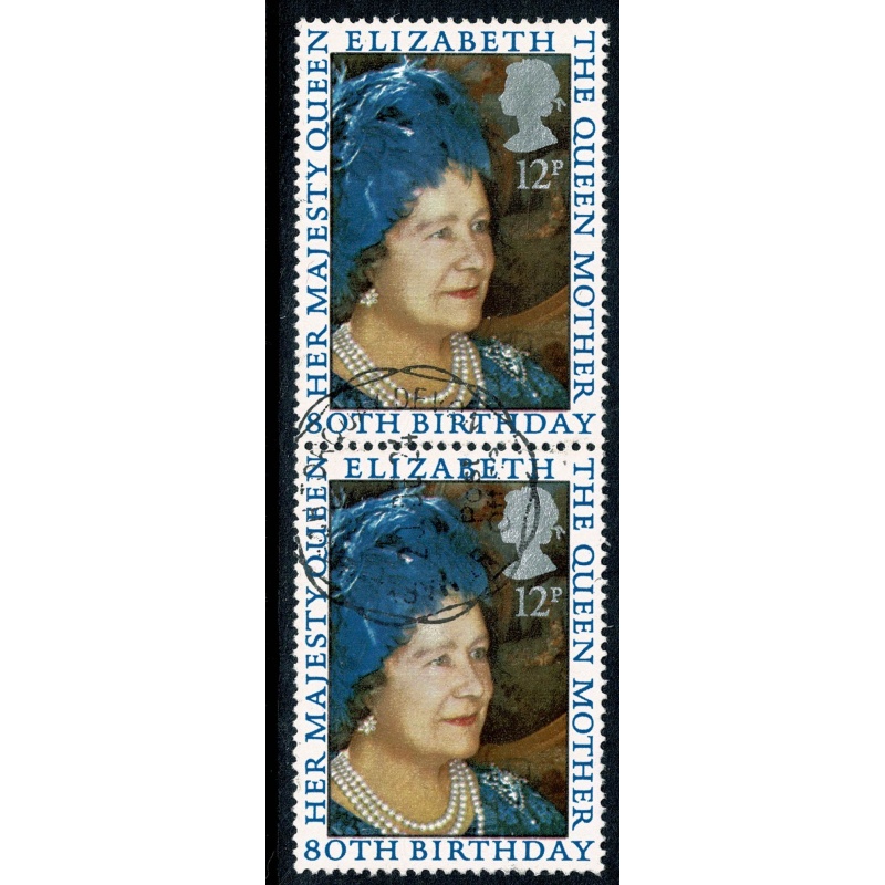 1980 80th Birthday Queen Mother 12p. SG 1129 Fine Used pair.
