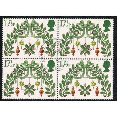 1980 Christmas 17½p Fine Used block of four. SG 1142