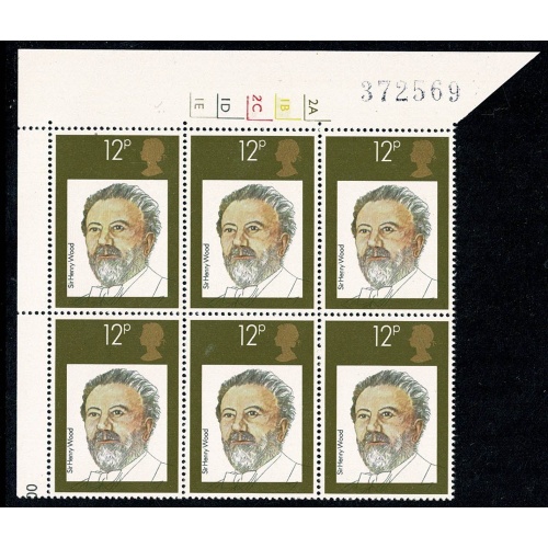1980 Conductors 12p PCP1 Cyl. 2A 1B 2C 1D 1E no dot block of six.