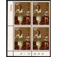 1980 Sports 12p. Plate 1A1A1A1A1A1A block of four.