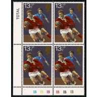 1980 Sports 13½p. Plate 1B1B1B1B1B1B block of four.