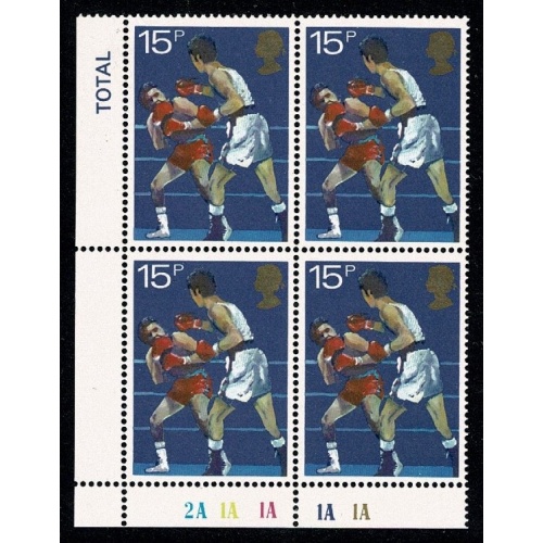 1980 Sport Centenaries 15p Plate 2A 1A 1A 1A 1A  block of 4. SG 1136