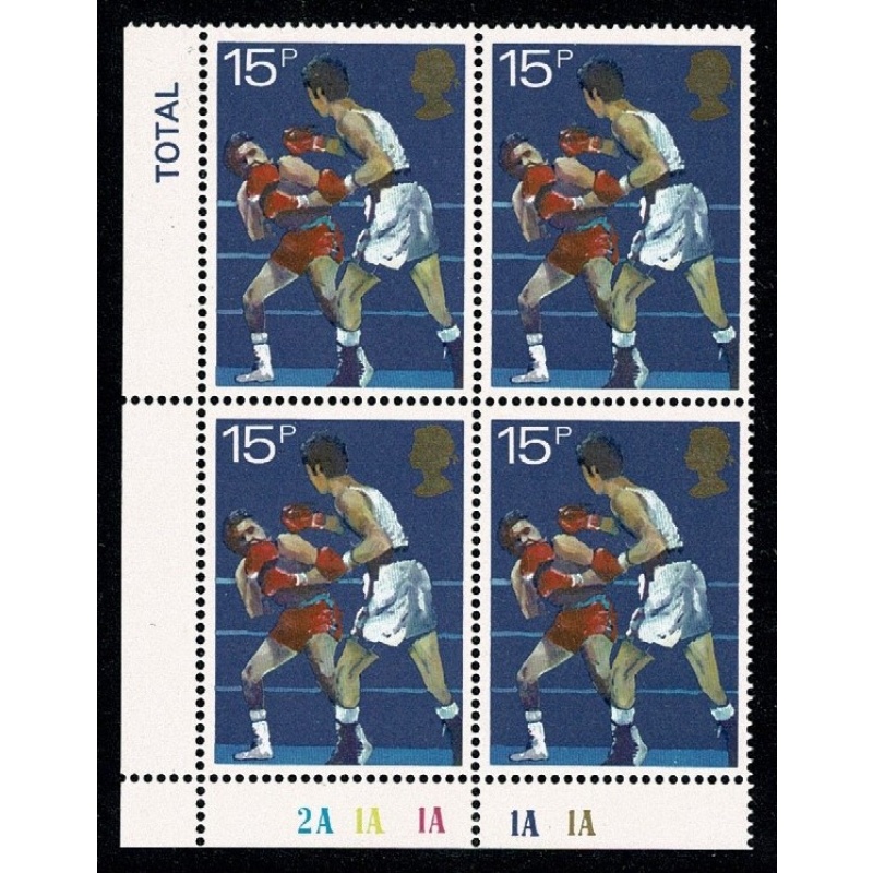 1980 Sport Centenaries 15p Plate 2A 1A 1A 1A 1A  block of 4. SG 1136