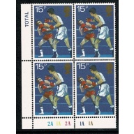 1980 Sport Centenaries 15p Plate 2A 1A 2A 1A 1A  block of 4. SG 1136