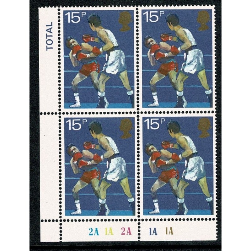 1980 Sport Centenaries 15p Plate 2A 1A 2A 1A 1A  block of 4. SG 1136