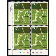 1980 Sports 17½p. Plate 1B1B1B1B2B1B block of four.