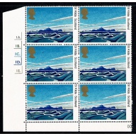 1981 National Trust 25p Cyl. 1A 1B 1C 1D 1E dot block of six. SG 1159