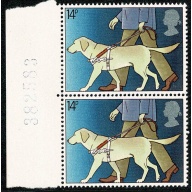 1981 Year of Disabled 14p. "dark patch on shoe" SG Spec. W477c