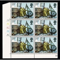1981 Fishing 25p Cyl. 1A 1B 1C 1D 1E  dot block of six. SG 1169