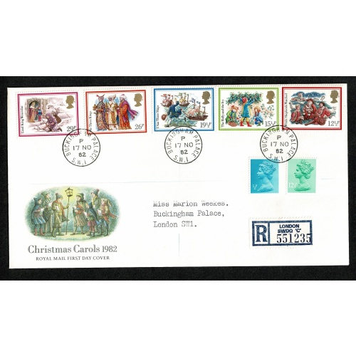 1982 Christmas FDC. Buckingham Palace cancel.