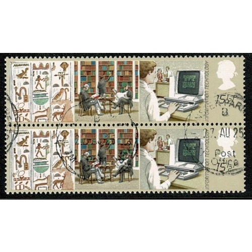 1982 Information Technology 15½p. Fine Used pair SG 1196