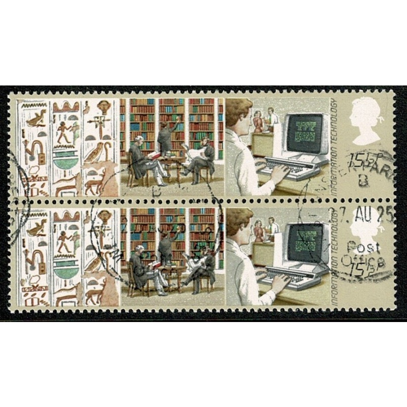 1982 Information Technology 15½p. Fine Used pair SG 1196