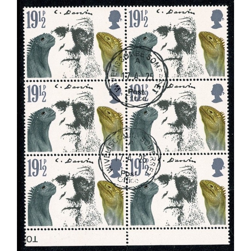 1982 Darwin. 19½p value. Fine Used block of six. SG 1176.