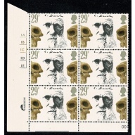 1982 Darwin  29p Cyl. 1A 1B 1C 1D 1E no dot block of six. SG 1178