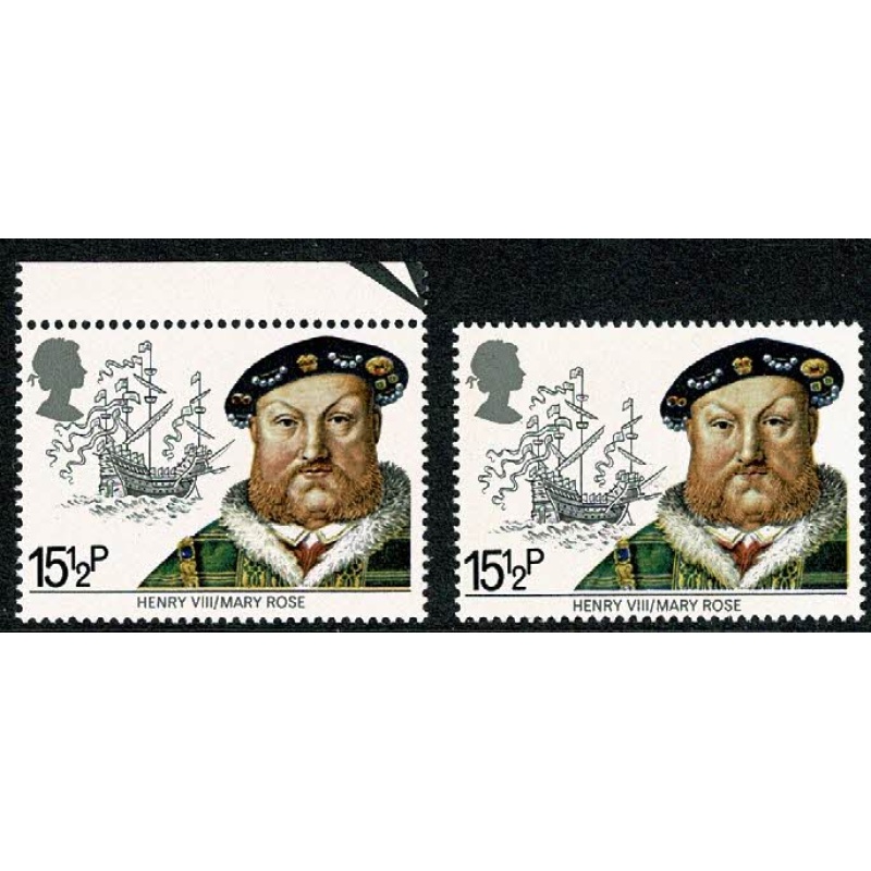 1982 Maritime Heritage 15½p. SHIFT OF BLACK (recess printing). SG 1187 var