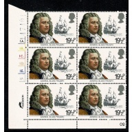 1982 Maritime Heritage 19½p. Cyl. 1A 1B 1C 1D 1E 1F dot block of six SG 1188