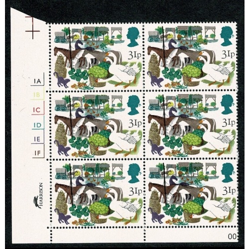 1983 British Fairs 31p. Cyl. 1A 1B 1C 1D 1E 1F  no dot block of six. SG 1230