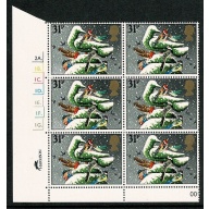1983 Christmas 31p. Cyl. 2A 1B 1C 1D 1E 1F 1G  Dot block of six SG 1235