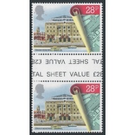 1984 Urban Renewal 28p. MISCUT GUTTER PAIR. SG 1247 var