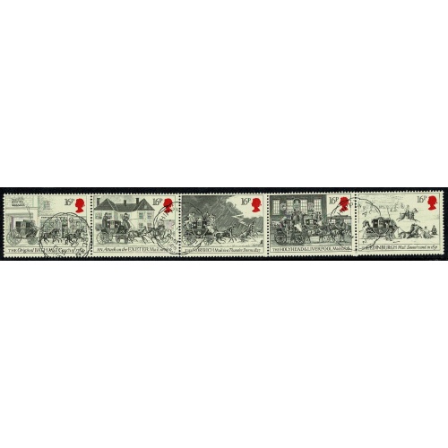 1984 Mail Coach Bicentenary. Fine Used Se-tenant strip. SG 1258-1262