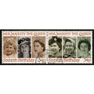 1986 Queen's 60th Birthday. 34p se-tenant pair.  Fine Used. SG 1318-1319.