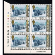 1986 Industry Year 22p. Plate 1B 1B 1B 1B 1B 1B block of six.  SG 1309
