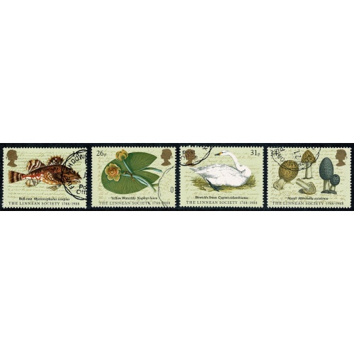 1988 Linnean Society 34p. Set of 4 values Fine used single SG 1380-1383