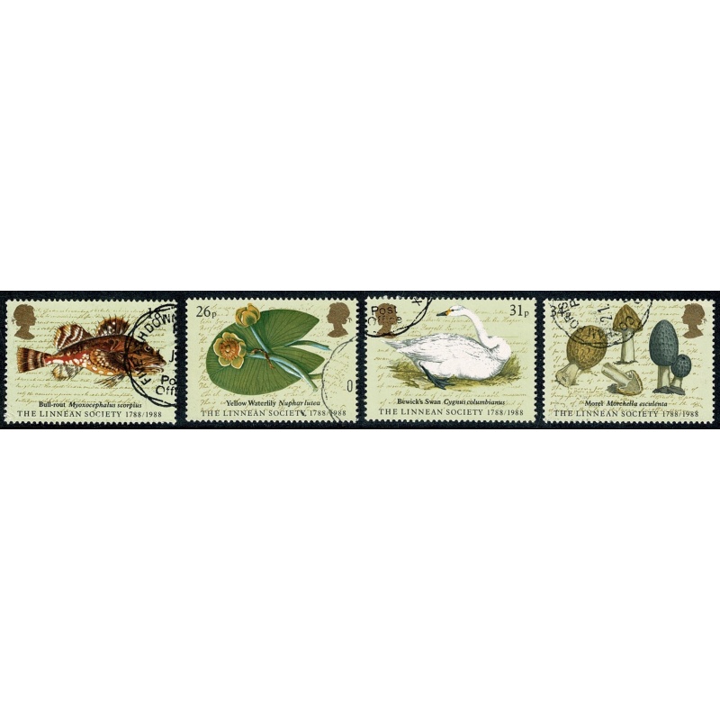 1988 Linnean Society 34p. Set of 4 values Fine used single SG 1380-1383