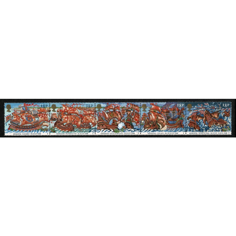1988 Armada. 18p se-tenant strip of 5. Unmounted Mint SG 1400-1404