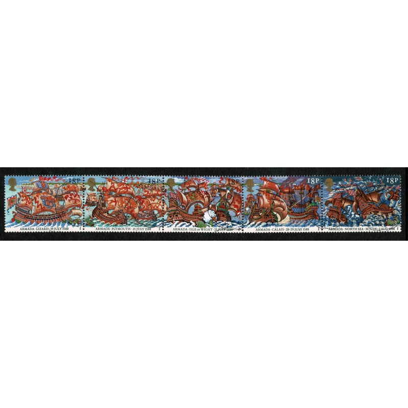 1988 Armada. 18p se-tenant strip of 5. Fine Used SG 1400-1404