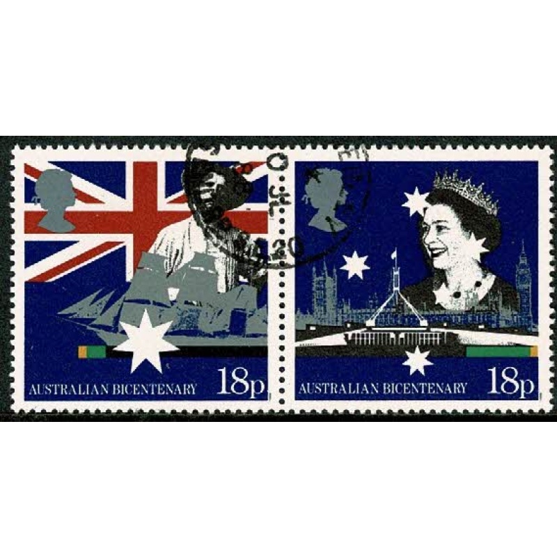 1988 Australia Bicentenary. 18p. Very fine used se-tenant pair. SG 1396-1397